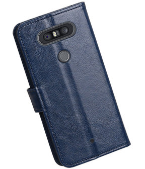 Donker Blauw Portemonnee booktype Hoesje voor LG Q8