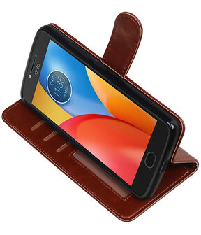 Bruin Portemonnee booktype Hoesje voor Motorola Moto E4