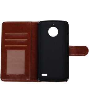 Bruin Portemonnee booktype Hoesje voor Motorola Moto E4