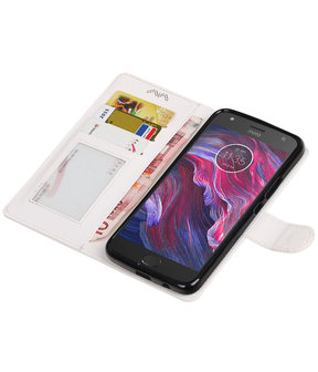 Wit Portemonnee booktype Hoesje voor Motorola Moto X4