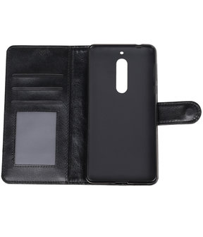 Zwart Portemonnee booktype Hoesje voor Nokia 5