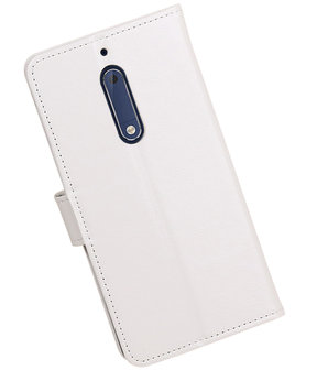 Wit Portemonnee booktype Hoesje voor Nokia 5