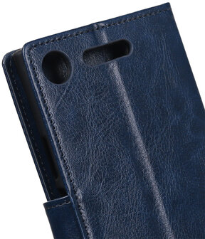 Donker Blauw Portemonnee booktype Hoesje voor Sony Xperia XZ1