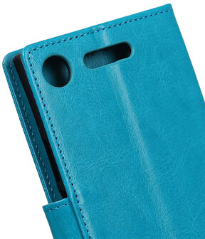 Turquoise Portemonnee booktype Hoesje voor Sony Xperia XZ1