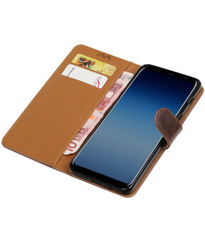 Samsung Galaxy A8 Plus 2018 Pull-Up booktype hoesje mocca