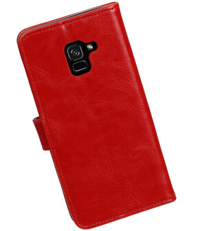 Samsung Galaxy A8 Plus 2018 Pull-Up booktype hoesje rood