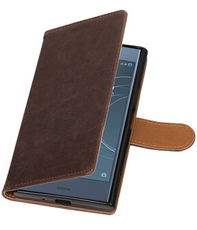 Sony Xperia XZ1 Pull-Up booktype hoesje mocca