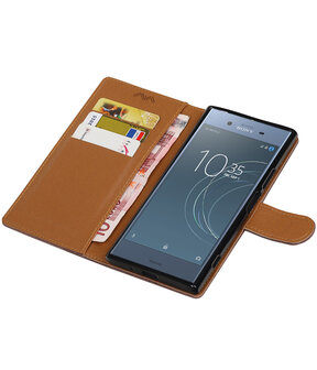 Sony Xperia XZ1 Pull-Up booktype hoesje mocca