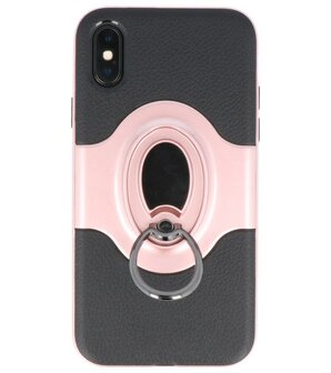 Apple iPhone X Shield TPU hoesje me Ringhouder Roze