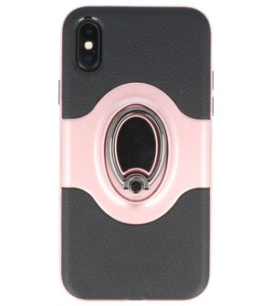 Apple iPhone X Shield TPU hoesje me Ringhouder Roze