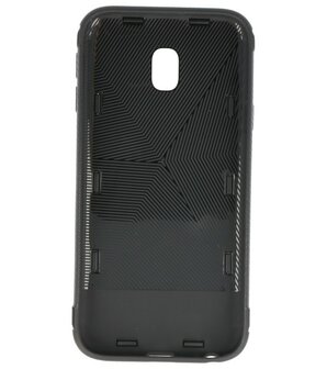 Samsung Galaxy J3 2017 Pantser TPU hoesje met Ringhouder Zwart