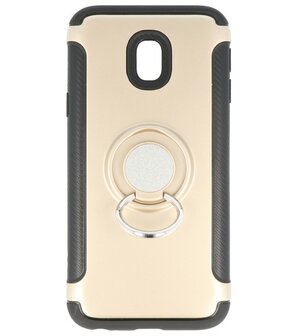 Samsung Galaxy J3 2017 Pantser TPU hoesje met Ringhouder Goud