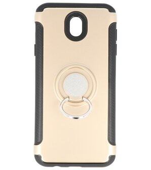 Samsung Galaxy J7 2017 / Pro Pantser TPU hoesje met Ringhouder Goud