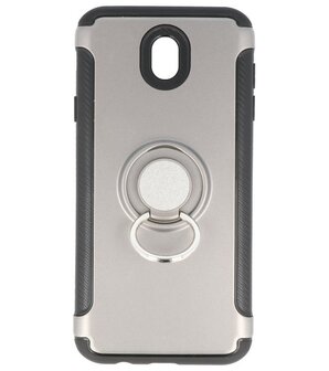 Samsung Galaxy J7 2017 / Pro Pantser TPU hoesje met Ringhouder Grijs