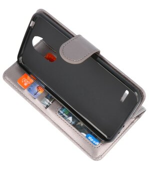 Grijs Wallet Case Hoesje voor LG K8 2018