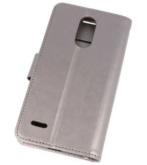 Grijs Wallet Case Hoesje voor LG K8 2018