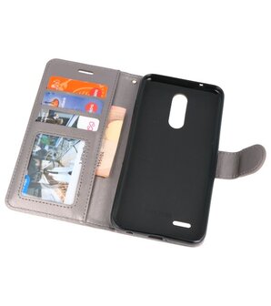 Grijs Wallet Case Hoesje voor LG K10 2018