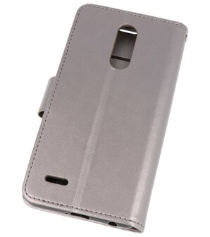 Grijs Wallet Case Hoesje voor LG K10 2018