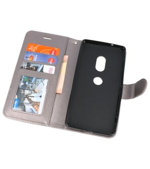 Grijs Wallet Case Hoesje voor Sony Xperia XZ2