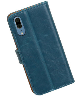 Blauw Pull-Up Wallet Case Hoesje voor Huawei P20