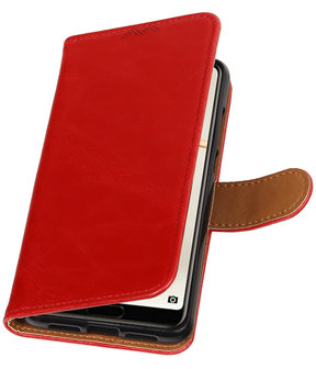 Rood Pull-Up Wallet Case Hoesje voor Huawei P20