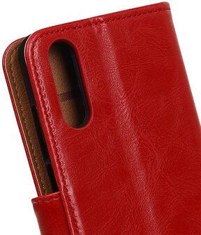 Rood Pull-Up Wallet Case Hoesje voor Huawei P20