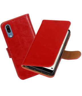 Rood Pull-Up Wallet Case Hoesje voor Huawei P20