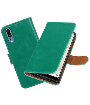 Groen Pull-Up Wallet Case Hoesje voor Huawei P20