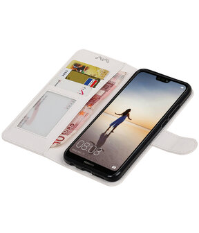 Wit Portemonnee Wallet Case Hoesje voor Huawei P20 Lite