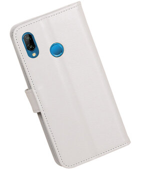 Wit Portemonnee Wallet Case Hoesje voor Huawei P20 Lite