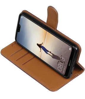 Mocca Pull-Up Wallet Case Hoesje voor Huawei P20 Lite