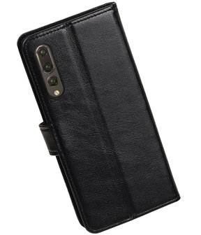 Zwart Portemonnee Wallet Case Hoesje voor Huawei P20 Pro