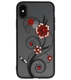 Rood Lelie TPU backcase cover Hoesje met Diamant voor Apple iPhone X