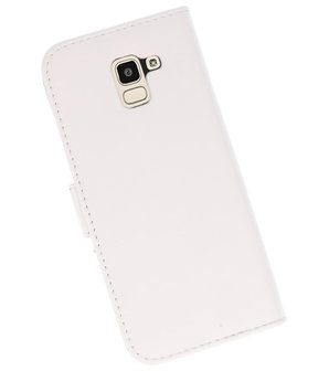 Wit booktype wallet case Hoesje voor Samsung Galaxy J6 2018