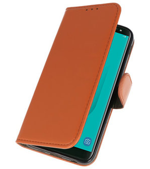 Bruin booktype wallet case Hoesje voor Samsung Galaxy J6 2018