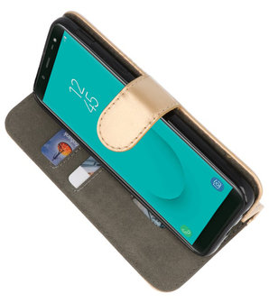 Goud booktype wallet case Hoesje voor Samsung Galaxy J6 2018