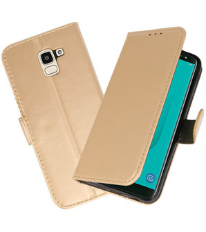 Goud booktype wallet case Hoesje voor Samsung Galaxy J6 2018