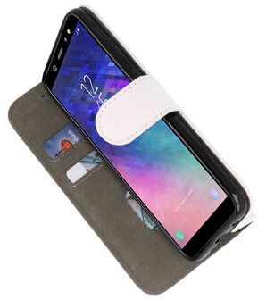 Wit booktype wallet case Hoesje voor Samsung Galaxy A6 2018