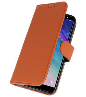 Bruin booktype wallet case Hoesje voor Samsung Galaxy A6 2018