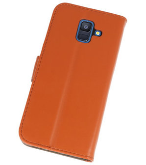 Bruin booktype wallet case Hoesje voor Samsung Galaxy A6 2018