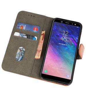 Bruin booktype wallet case Hoesje voor Samsung Galaxy A6 2018