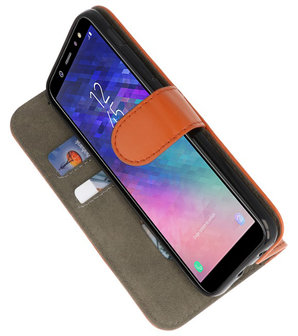 Bruin booktype wallet case Hoesje voor Samsung Galaxy A6 2018