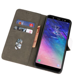 Wit booktype wallet case Hoesje voor Samsung Galaxy A6 Plus 2018