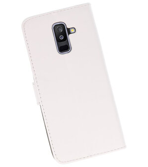 Wit booktype wallet case Hoesje voor Samsung Galaxy A6 Plus 2018