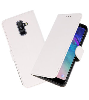 Wit booktype wallet case Hoesje voor Samsung Galaxy A6 Plus 2018
