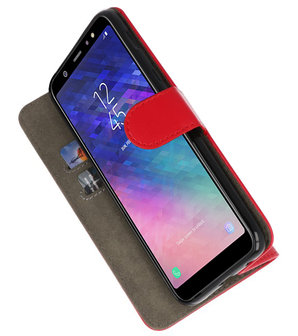 Rood booktype wallet case Hoesje voor Samsung Galaxy A6 Plus 2018