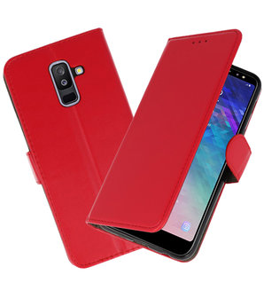 Rood booktype wallet case Hoesje voor Samsung Galaxy A6 Plus 2018