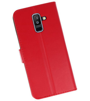 Rood booktype wallet case Hoesje voor Samsung Galaxy A6 Plus 2018