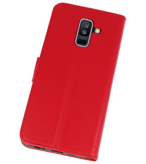 Rood booktype wallet case Hoesje voor Samsung Galaxy A6 Plus 2018