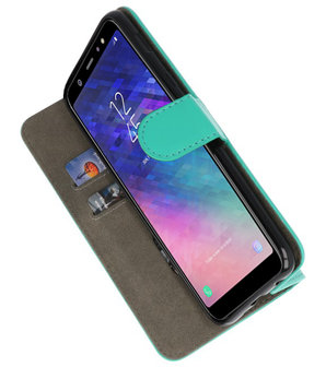 Groen booktype wallet case Hoesje voor Samsung Galaxy A6 Plus 2018